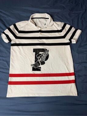 Polo by Ralph Lauren White Polo with Big P Black and Red Stripes